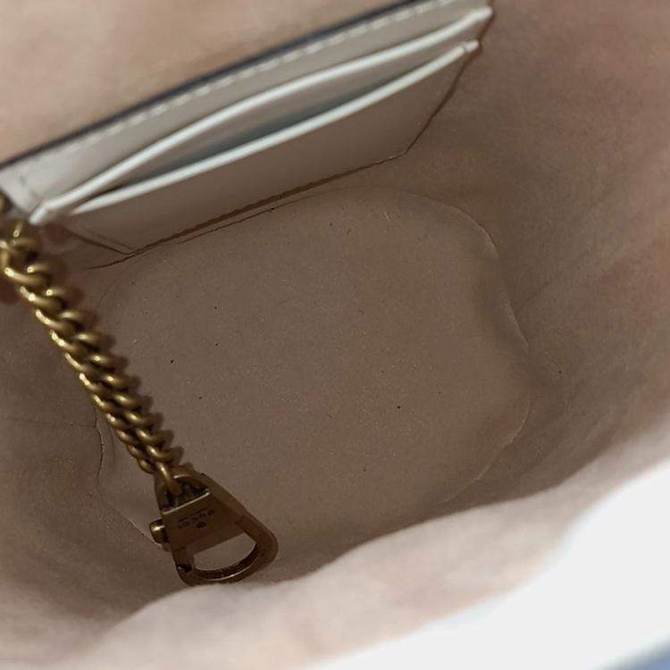 مملوكة مسبقًا Gucci Cream Leather GG Marmont Mini Bucket Bag