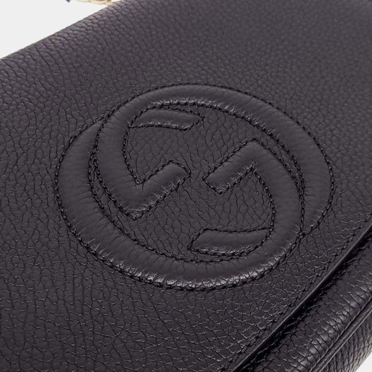 Pre Owned Gucci Black Leather Soho Chain Crossbody Bag