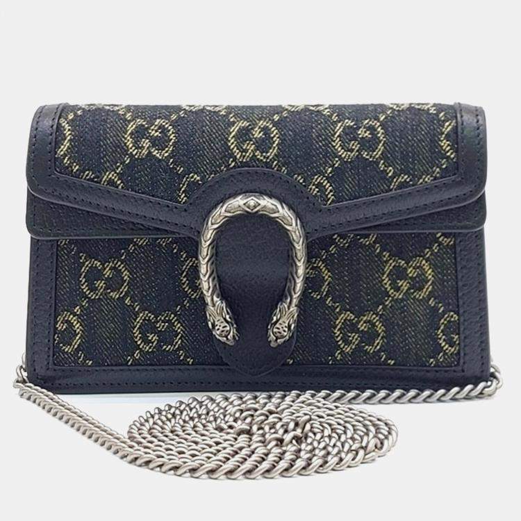 مملوكة مسبقًا Gucci Navy Blue Fabric and Leather Dionysus Mini Crossbody Bag