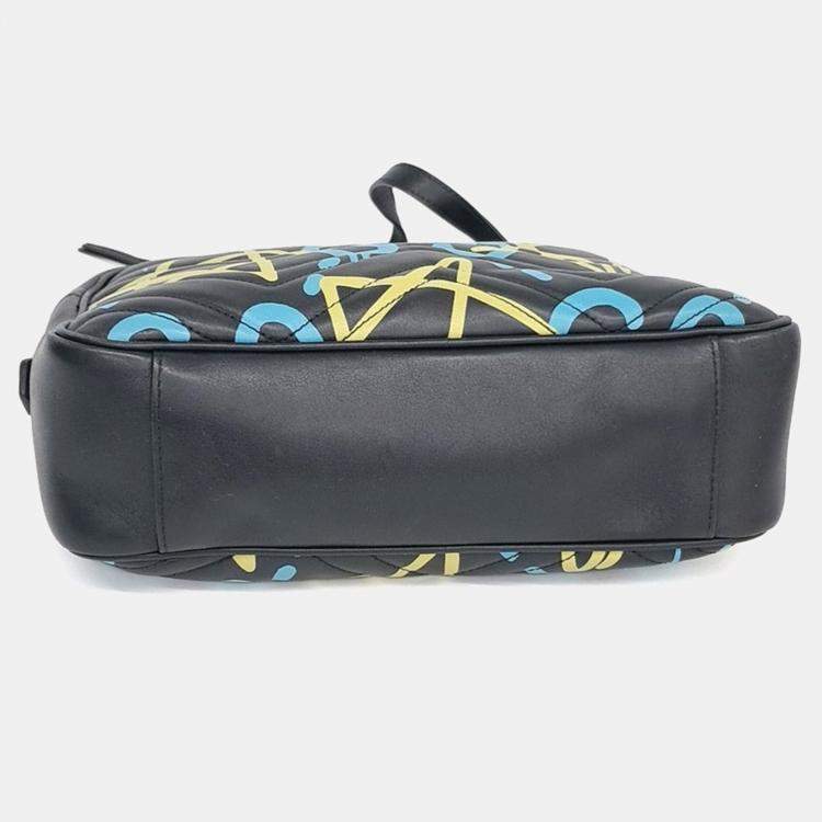 Pre Owned Gucci Black Leather Ghost Marmont Matrasse Bag