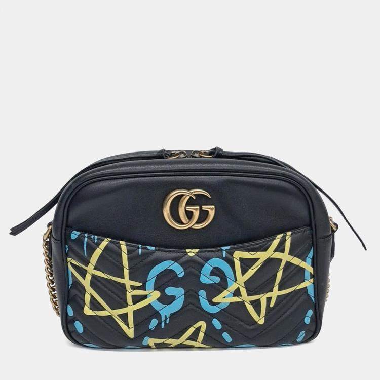 Pre Owned Gucci Black Leather Ghost Marmont Matrasse Bag