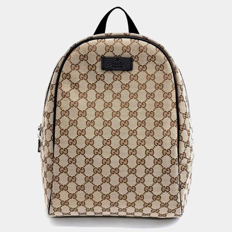 Pre Owned Gucci Beige/Brown Canvas Jacquard Backpack