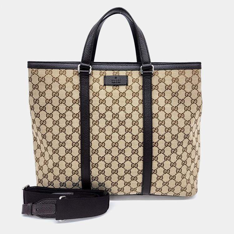مملوكة مسبقًا Gucci Beige Canvas Jacquard Tote and Shoulder Bag