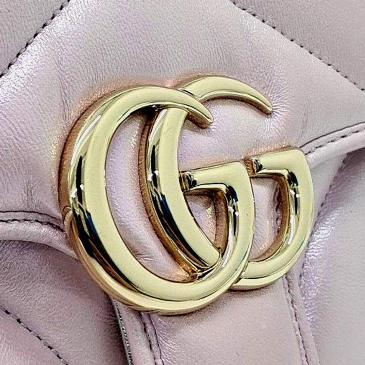 Pre Owned Gucci Pink Leather Marmont Matrasse Mini Bag
