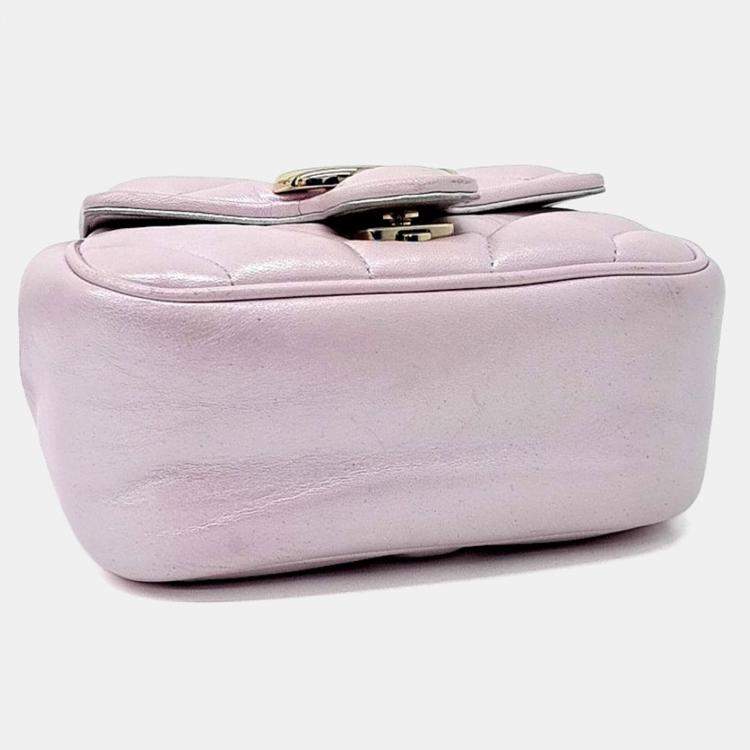 Pre Owned Gucci Pink Leather Marmont Matrasse Mini Bag