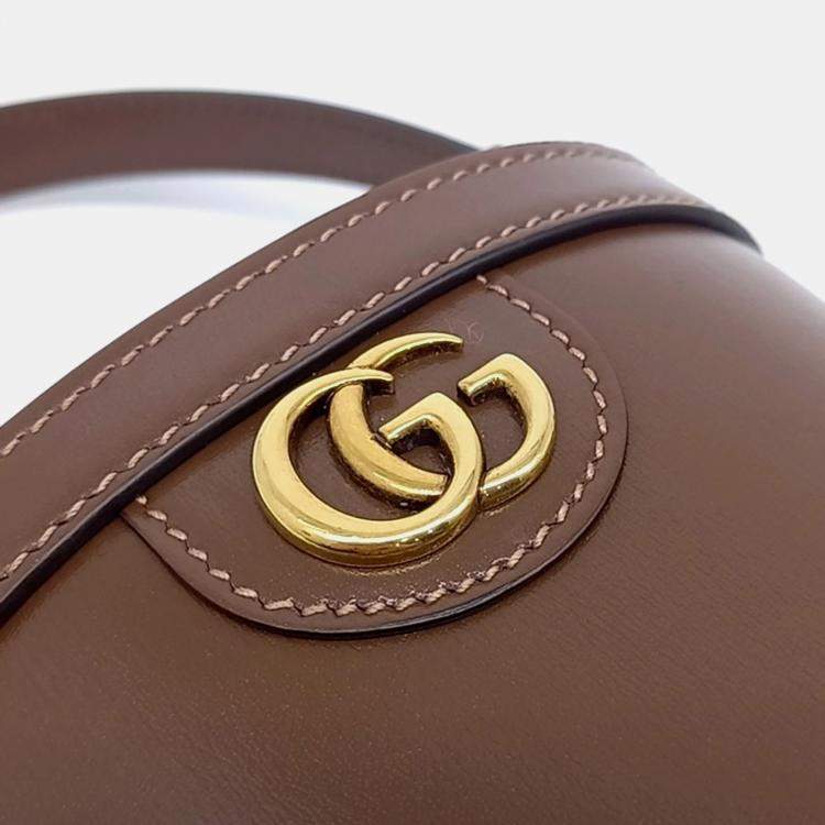 Pre Owned Gucci Brown Leather Odipia Mini Bucket Bag