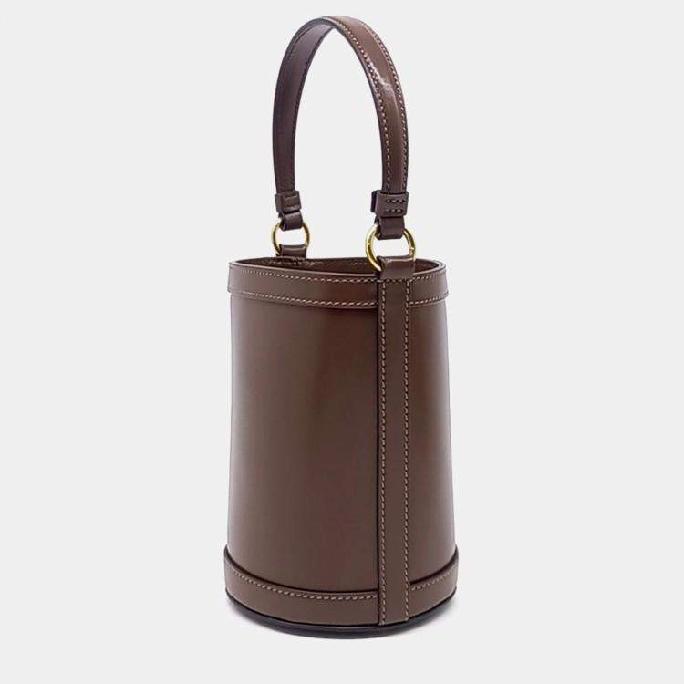 Pre Owned Gucci Brown Leather Odipia Mini Bucket Bag