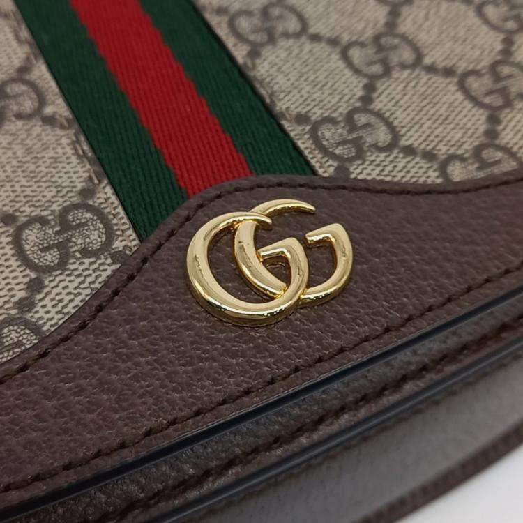 Pre Owned Gucci Beige/Brown Coated Canvas Ophidia GG Crossbody Bag