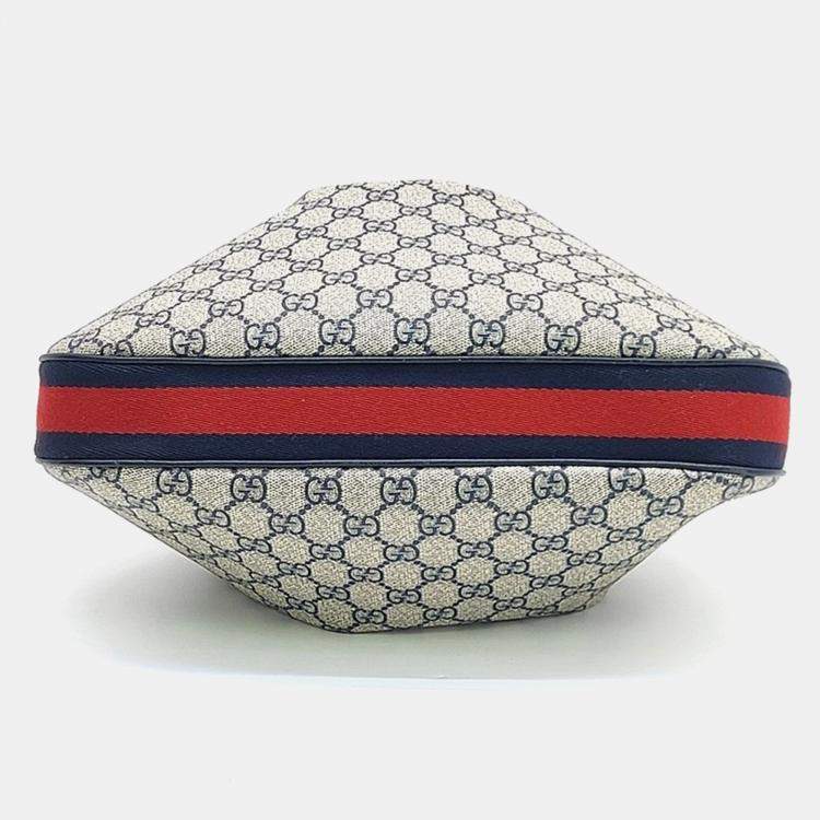Pre Owned Gucci Beige/Navy Blue Canvas Attache Medium