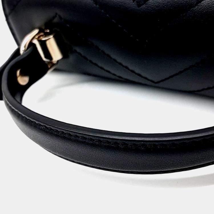 Pre Owned Gucci Black Leather Marmont Mini Top Handle Bag