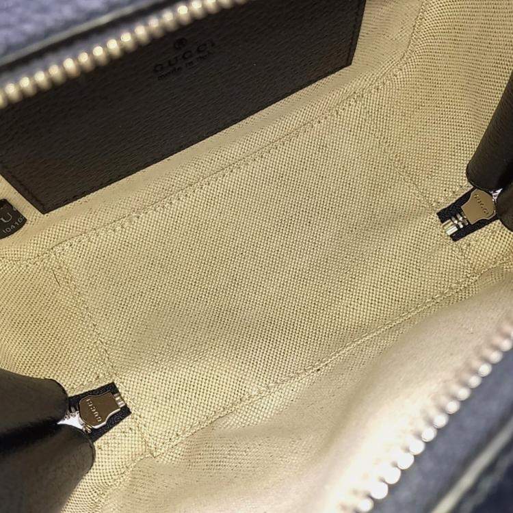 Pre Owned Gucci Navy Blue Canvas Ophidia GG Top Handle Bag Mini