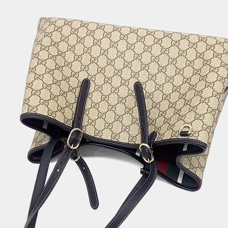 مملوكة مسبقًا Gucci Beige Brown Coated Canvas and Leather GG Emblem Medium Shoulder Bag