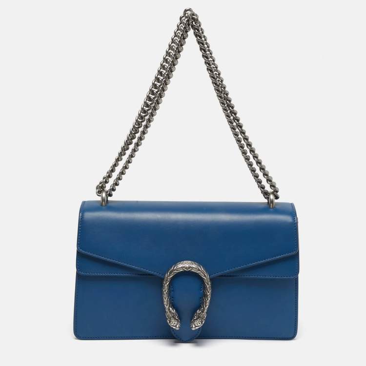 Pre Owned Gucci Dionysus Small Blue Leather Shoulder Bag