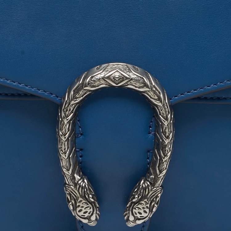 Pre Owned Gucci Dionysus Small Blue Leather Shoulder Bag