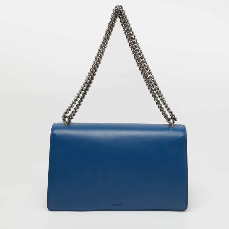 Pre Owned Gucci Dionysus Small Blue Leather Shoulder Bag