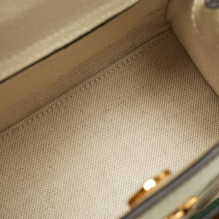 Pre Owned Gucci Diana Mini Off White Jumbo GG Canvas and Leather Tote