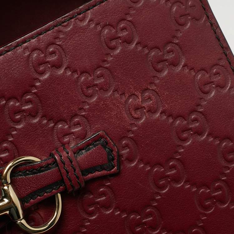 Pre Owned Gucci Emily Chain Medium Red Guccissima Leather Shoulder Bag