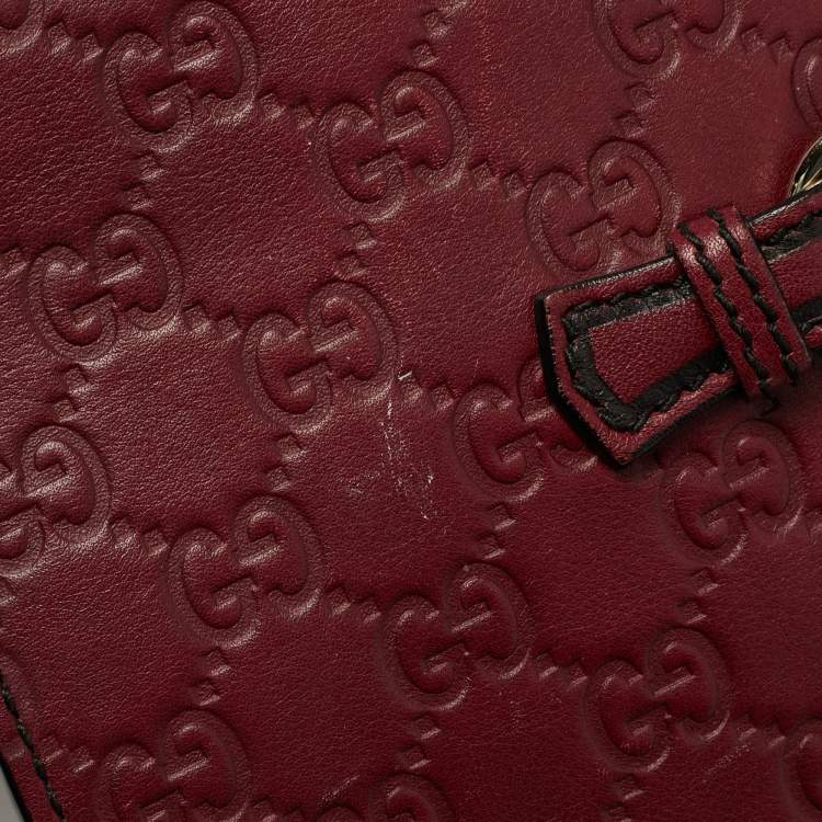 Pre Owned Gucci Emily Chain Medium Red Guccissima Leather Shoulder Bag