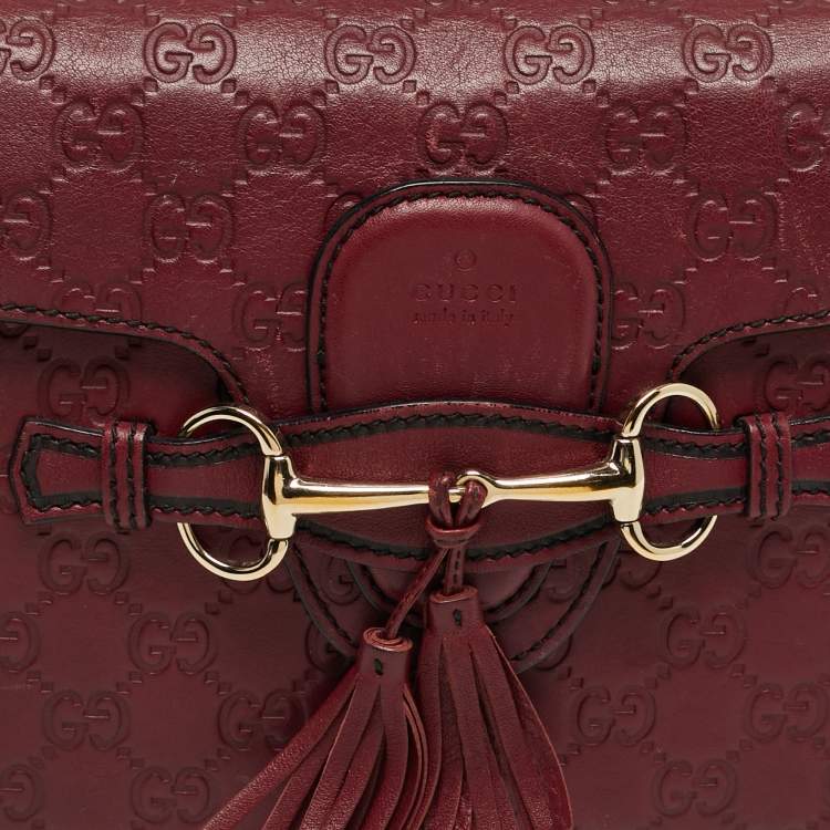 Pre Owned Gucci Emily Chain Medium Red Guccissima Leather Shoulder Bag