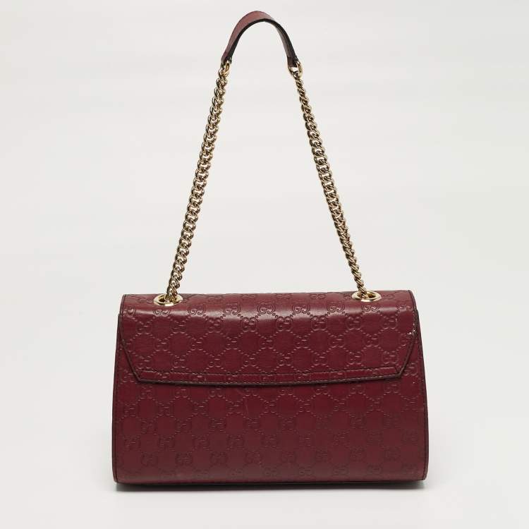 Pre Owned Gucci Emily Chain Medium Red Guccissima Leather Shoulder Bag