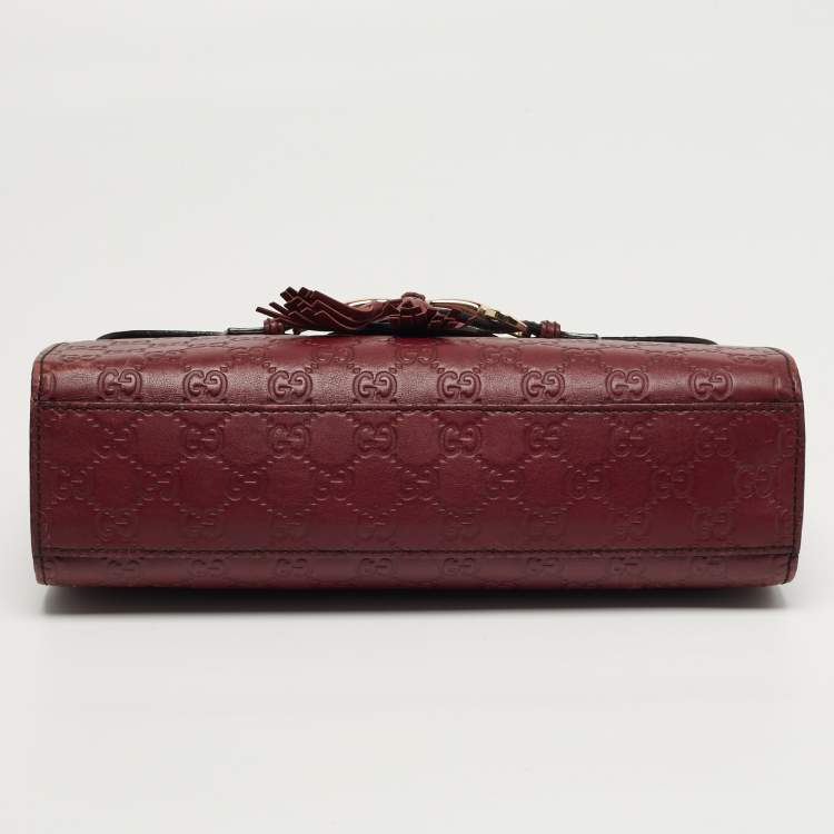 Pre Owned Gucci Emily Chain Medium Red Guccissima Leather Shoulder Bag