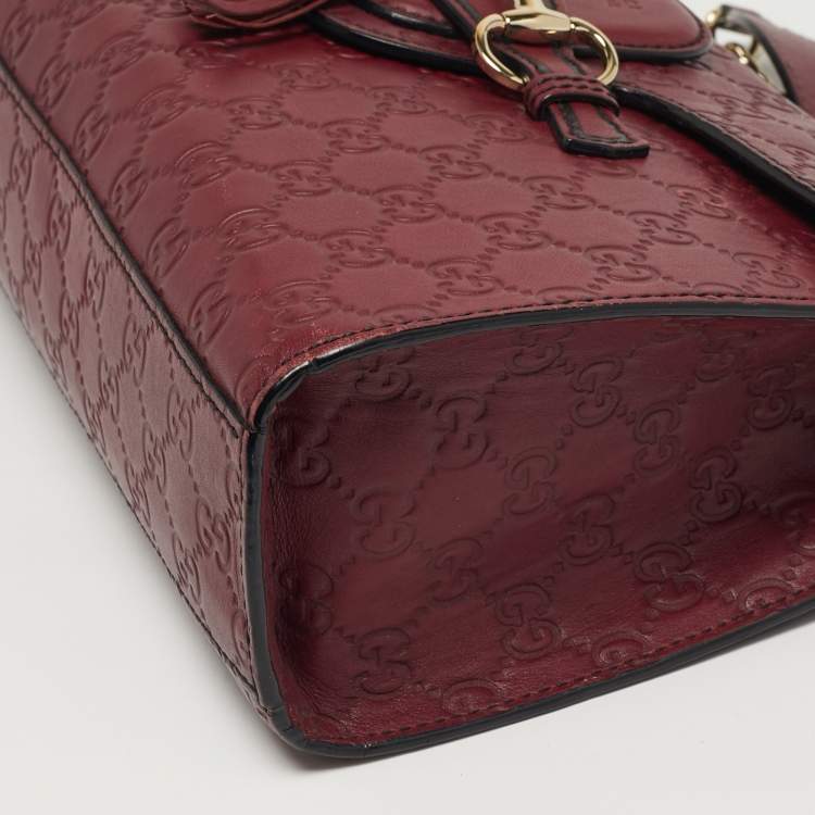 Pre Owned Gucci Emily Chain Medium Red Guccissima Leather Shoulder Bag