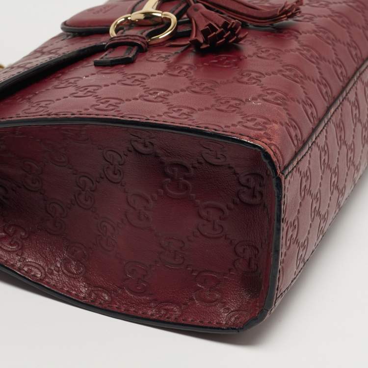 Pre Owned Gucci Emily Chain Medium Red Guccissima Leather Shoulder Bag