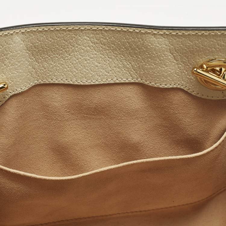 Pre Owned Gucci Padlock Small Beige/Off White Flora GG Supreme Canvas Tote