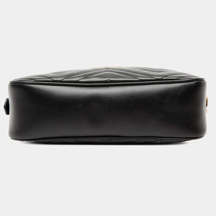 Pre Owned Gucci Black Small GG Marmont Matelasse Leather Crossbody