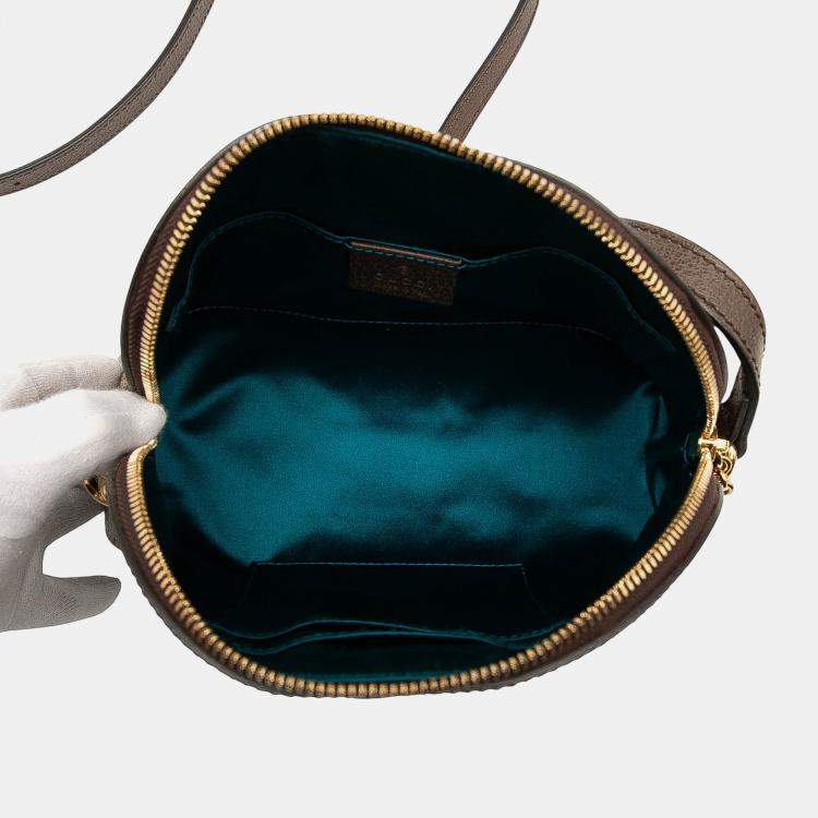 Pre Owned Gucci Brown Small GG Supreme Ophidia Dome Crossbody