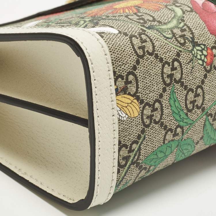 Pre Owned Gucci Ophidia Small Multicolor GG Supreme Canvas and Leather Flora Shoulder Bag