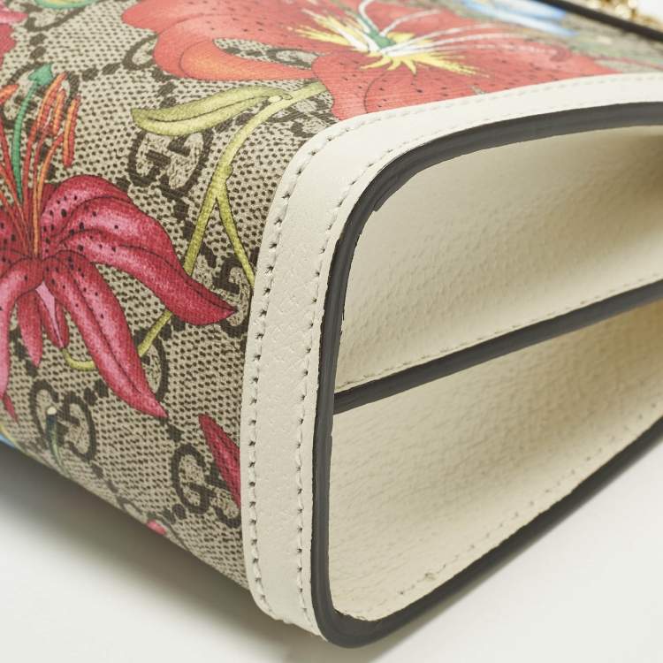 Pre Owned Gucci Ophidia Small Multicolor GG Supreme Canvas and Leather Flora Shoulder Bag