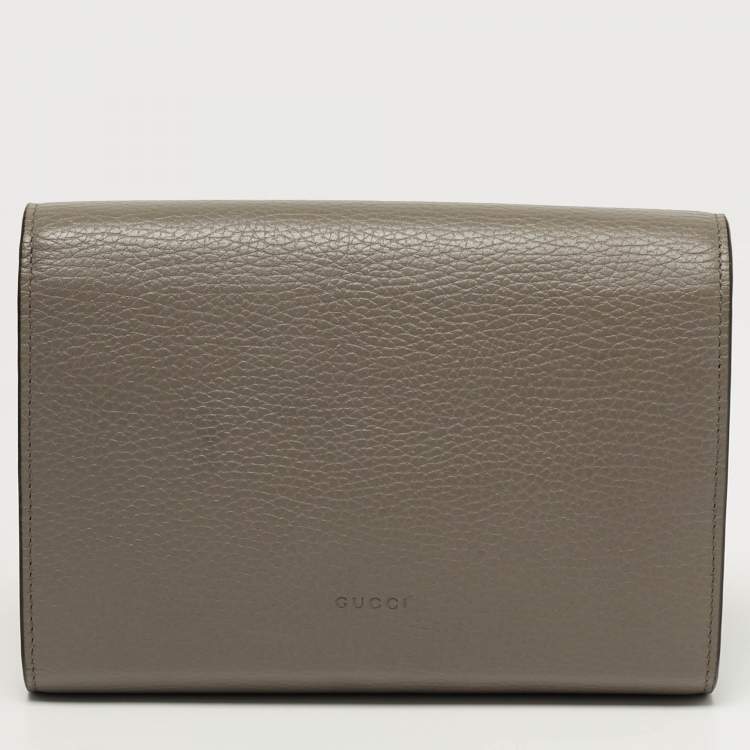 مملوكة مسبقًا Gucci Crystal Dionysus Grey Leather Wallet On Chain