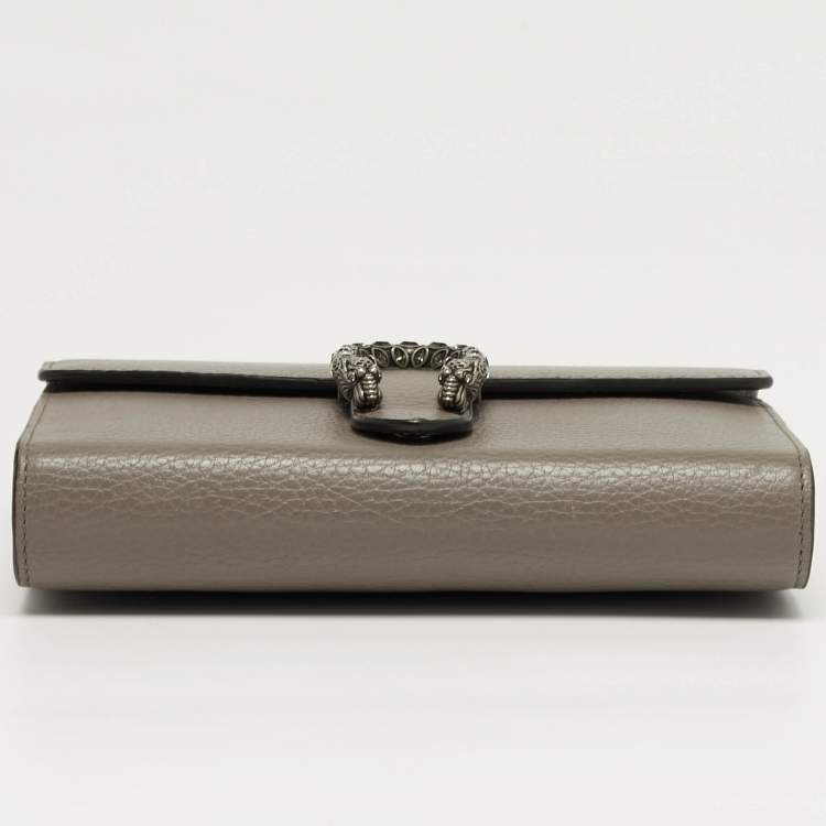 مملوكة مسبقًا Gucci Crystal Dionysus Grey Leather Wallet On Chain