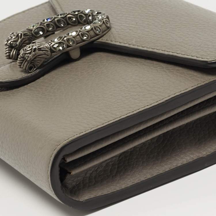 مملوكة مسبقًا Gucci Crystal Dionysus Grey Leather Wallet On Chain