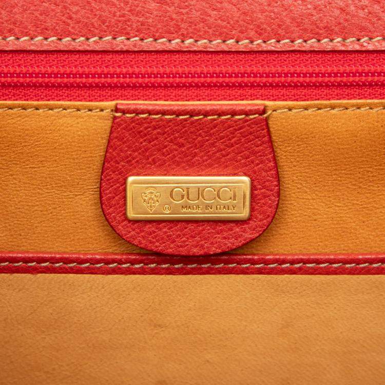 Pre Owned Gucci Red Calfskin Bamboo Night