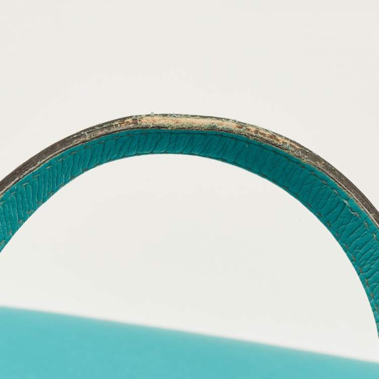 Pre Owned Gucci Bright Bit Large Turquoise Leather Tote