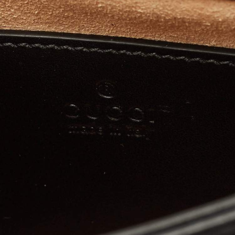 Pre Owned Gucci GG Marmont Mini Black Matelassé Leather Top Handle Bag