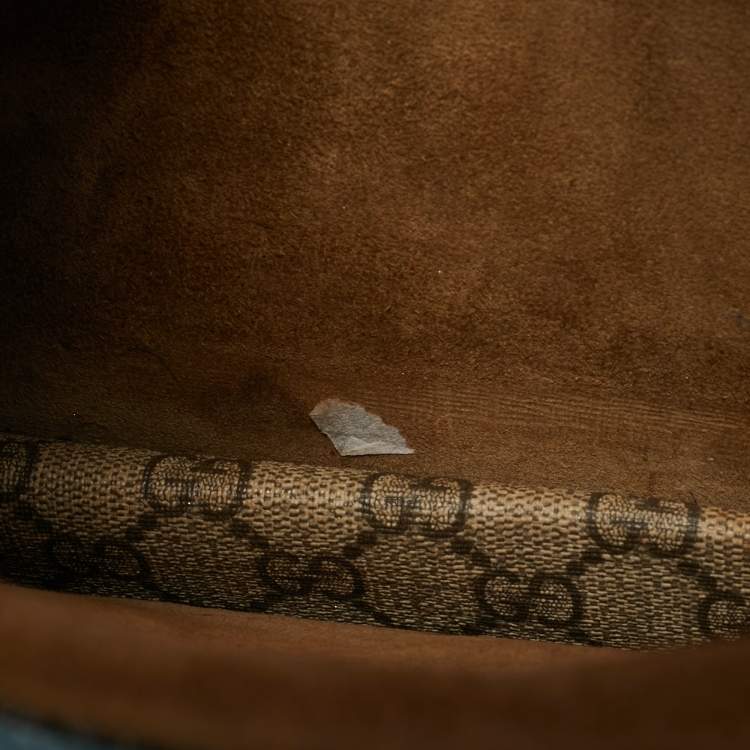 Pre Owned Gucci Embellished Patch Dionysus Medium Beige GG Supreme Canvas and Suede Shoulder Bag