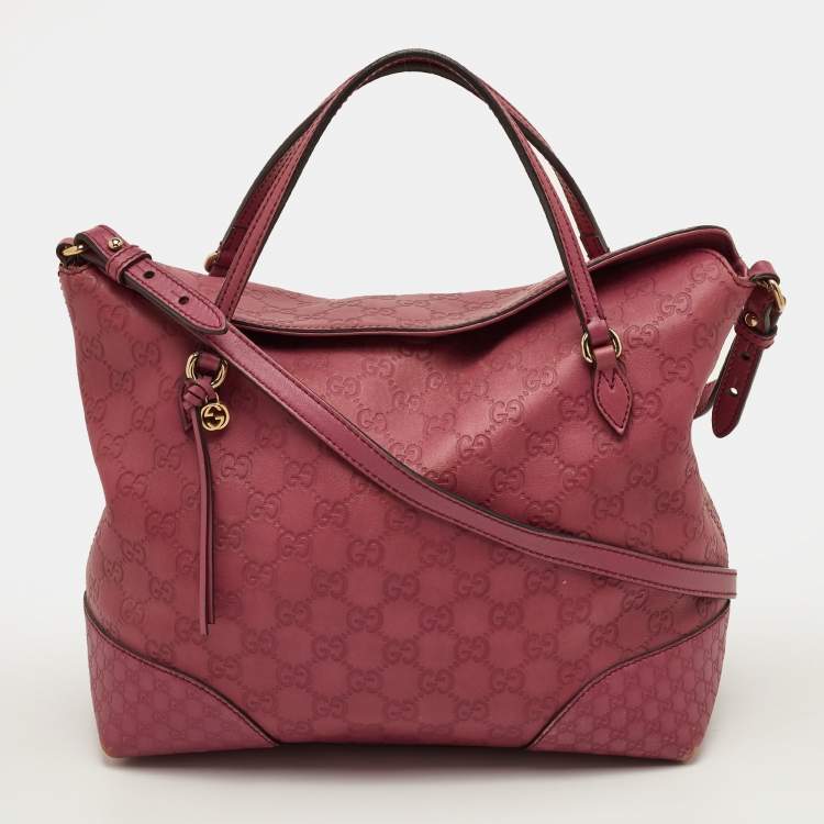 Pre Owned Gucci Bree Purple Guccissima Leather Tote