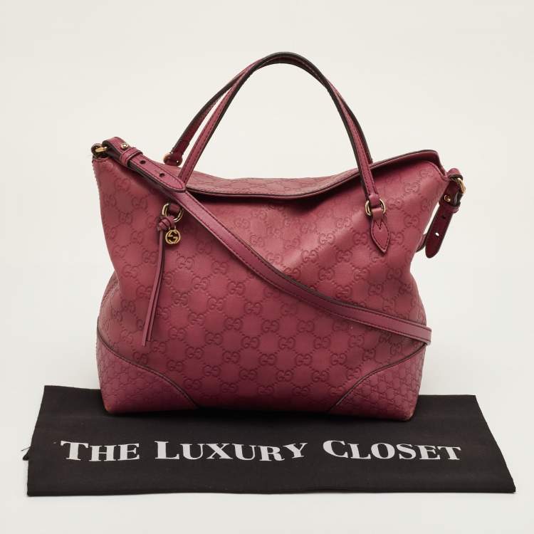 Pre Owned Gucci Bree Purple Guccissima Leather Tote