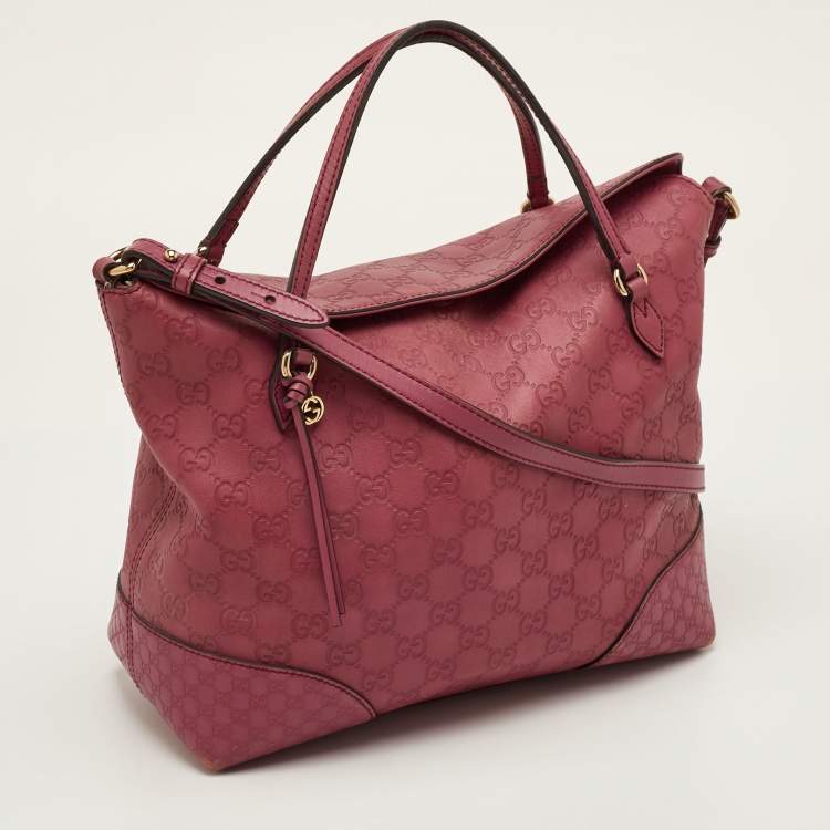 Pre Owned Gucci Bree Purple Guccissima Leather Tote