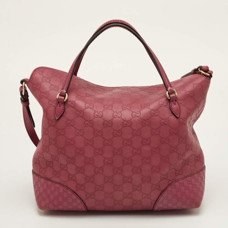 Pre Owned Gucci Bree Purple Guccissima Leather Tote
