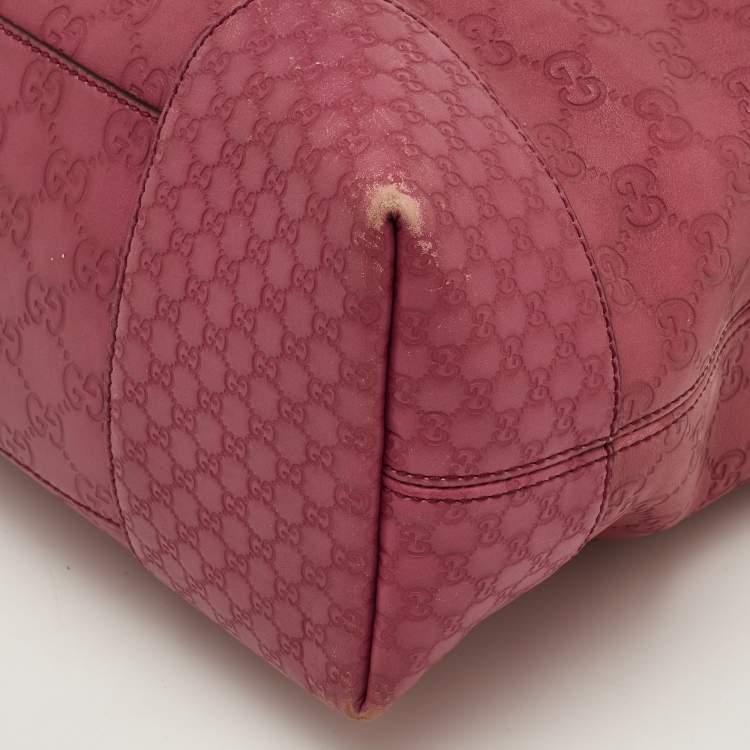 Pre Owned Gucci Bree Purple Guccissima Leather Tote