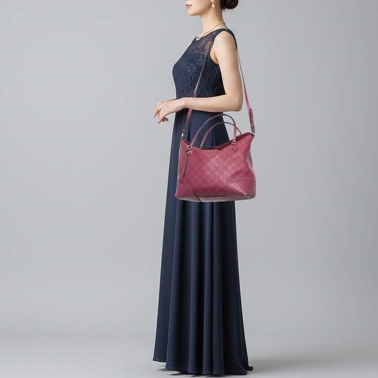 Pre Owned Gucci Bree Purple Guccissima Leather Tote