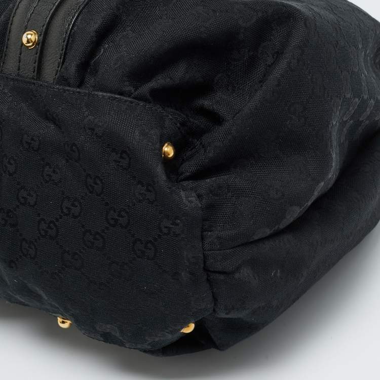Pre Owned Gucci Interlocking G Black GG Canvas and Leather Tote