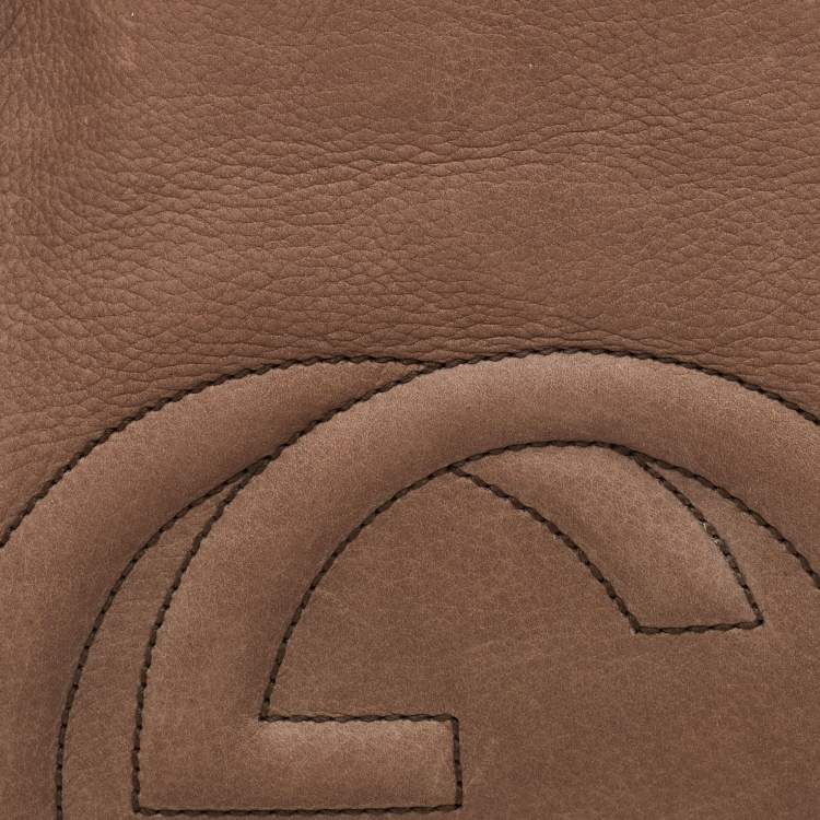 Pre Owned Gucci Soho Medium Brown Nubuck Leather Chain Shoulder Bag