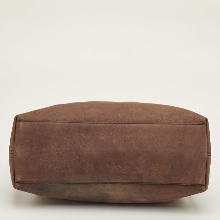 Pre Owned Gucci Soho Medium Brown Nubuck Leather Chain Shoulder Bag