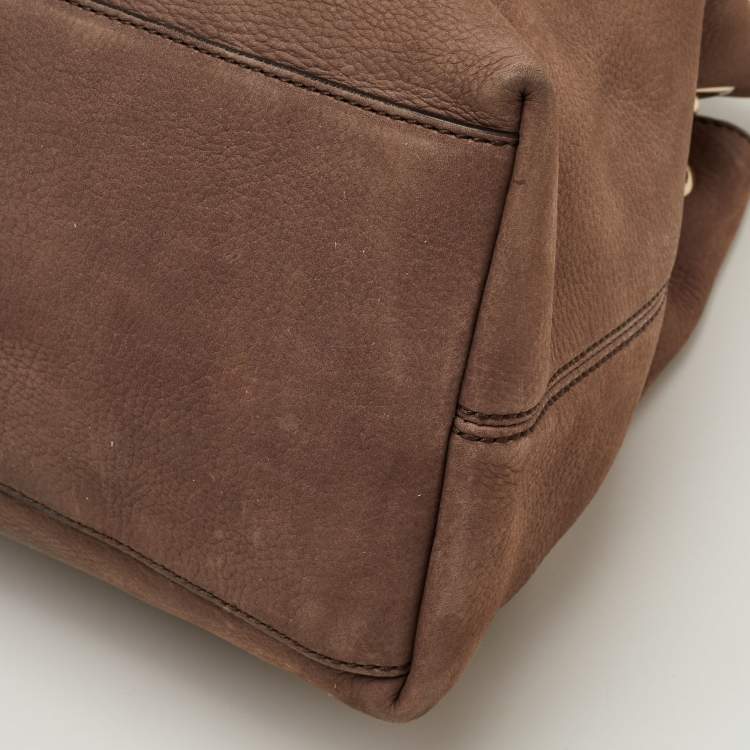 Pre Owned Gucci Soho Medium Brown Nubuck Leather Chain Shoulder Bag