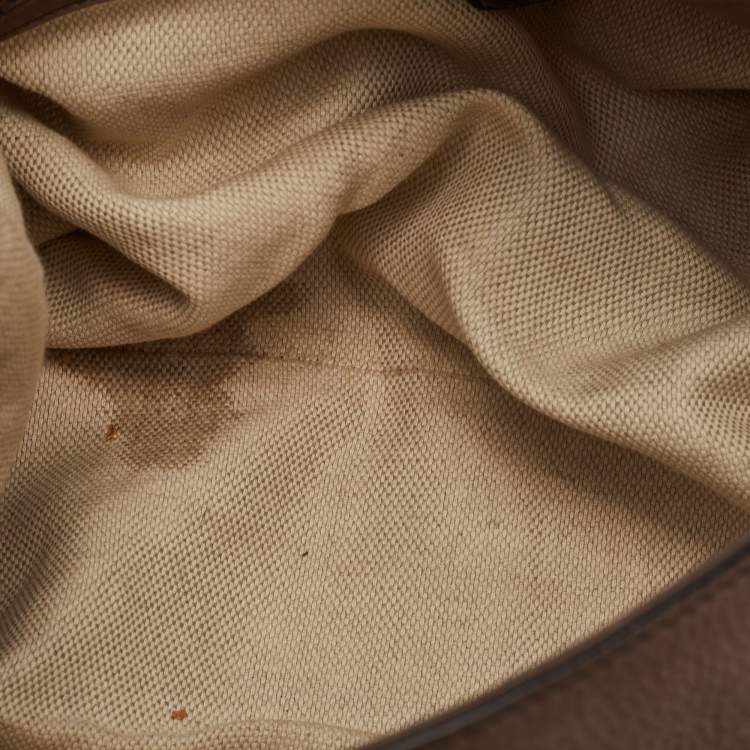 Pre Owned Gucci Soho Medium Brown Nubuck Leather Chain Shoulder Bag